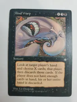 MTG Magic The Gathering Card Mind Warp Sorcery Black Ice Age 1995 - Image 1