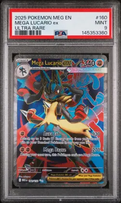2025 POKEMON MEG EN-MEGA EVOLUTION ULTRA RARE #160 MEGA LUCARIO EX PSA 9 - Image 1