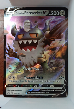 Galarian Perrserker V 129/196 Lost Origin Ultra Rare Holo 200 HP Pokemon TCG - Image 1