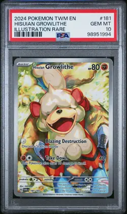 Hisuian Growlithe 181/167 Twilight Masquerade Illustration Rare Pokemon PSA 10 - Image 1