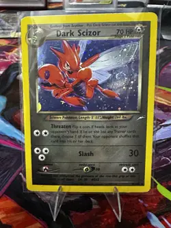Pokemon TCG Dark Scizor Neo Destiny W/ Swirl HP - Image 1
