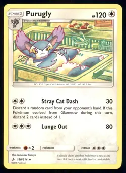 Purugly 160/214 Rare Unbroken Bonds Pokemon Lightly Played - Image 1