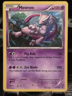 2015 POKEMON XY MEGA MEWTWO #XY100 BLACK STAR PROMO HOLO RARE (MP) - Image 1