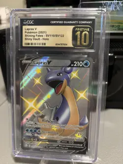 CGC PRISTINE 10 LAPRAS V POKEMON SHINING FATES SV110/SV122 SHINY VAULT - Image 1