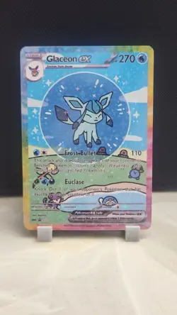 Pokemon Sparkle Holo Rainbow Boarder Cute Anime Bubble Glaceon EX Card - Image 1