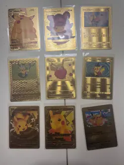 Pikachu Full Fan Art Gold Foil Fan Art Mint Lot Of 9 Cards - Image 1