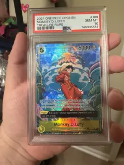 2024 One Piece OP08 EN Treasure Rare OP07-109 Monkey D Luffy PSA 10 GEM MINT - Image 1