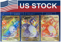 3 Metal Gold Pokemon Charizard 1st Edition Shadowless Base Set Premium Card NEW - Image 1