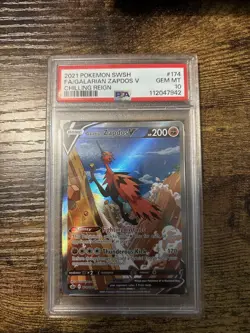 Pokemon 2021 Galarian Zapdos V 174/198 Full Art Chilling Reign GEM MINT PSA 10 - Image 1