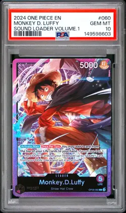 2024 One Piece Monkey D. Luffy SOUND LOADER VOL. 1 Promo #060 PSA 10 GEM MINT💎 - Image 1