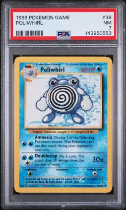 PSA 7 NM MINT 1999 POKEMON GAME BASE SET 38 POLIWHIRL Unlimited - Image 1