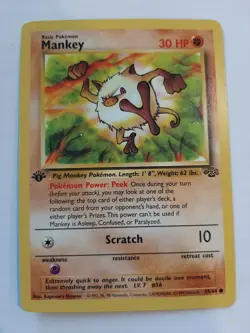 Pokemon WOTC 1st Edition Jungle Mankey 55/64 MP-HP - Image 1