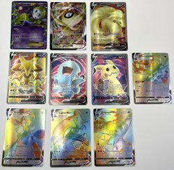 Lot of Ten (10) Pokemon Holo Reverse Rainbow Mimikyu V #148 Ninetales V #177 + - Image 1
