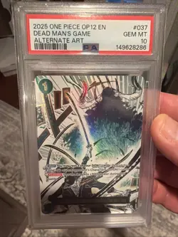 2025 One Piece OP12 EN Alternate Art #037 Dead Man's Game PSA 10 GEM MINT🔥📈 - Image 1
