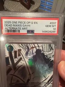 2025 One Piece OP12 EN Alternate Art #037 Dead Man's Game PSA 10 GEM MINT🔥📈 - Image 2