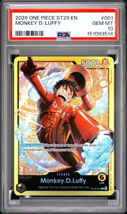 2026 One Piece Monkey.D.Luffy Alt Art ST29-001 Starter Deck 29: Egghead PSA 10 - Image 1
