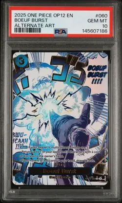 2025 ONE PIECE OP12-LEGACY OF THE MASTER ALTERNATE ART #060 BOEUF BURST PSA 10 - Image 1