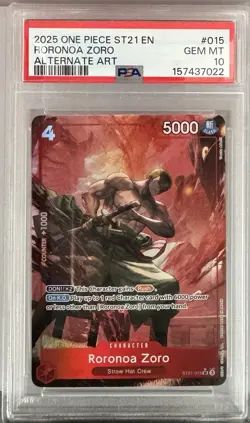 2025 One Piece Roronoa Zoro ST21-015 Alt Art PSA 10 English Gem Mint Alternate - Image 1