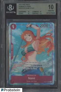 2022 One Piece OP01 Alternate Art Par Errata #016 Nami BGS 10 PRISTINE - Image 1