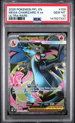 2025 POKEMON PFL EN-PHANTASMAL FLAMES MEGA CHARIZARD X ex #109 PSA 10 - Image 1