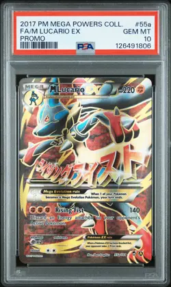 2017 POKEMON MEGA POWERS COLL PROMO #55A FULL ART/M LUCARIO EX PSA 10 - Image 1