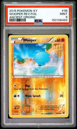 2015 POKEMON XY ANCIENT ORIGINS #38 WOOPER-REVERSE FOIL PSA 9 Pop 5 New Cert - Image 1