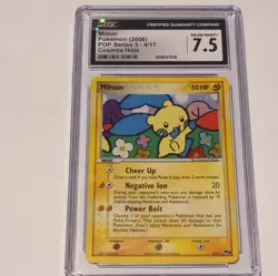 Pokemon Minun CGC 7.5 POP Series 3 Cosmos Holo 4/17 English 2006 50 HP - Image 1