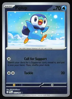 Piplup 027/094 Common Phantasmal Flames Pokemon Reverse Holo Near Mint - Image 1