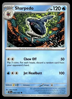 Sharpedo 043/162 Uncommon Temporal Forces Pokemon Shinji Kanda NM - Image 1