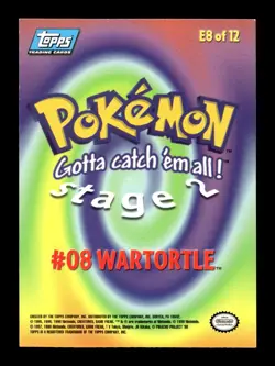 🦉 1999 Topps Pokemon Animation Series 1 E8 of 12 #08 Warturtle Foil Blue Logo - Image 2