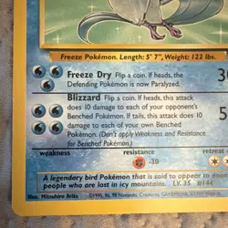 Pokemon Articuno TCG Fossil 17/62 Rare Unlimited Basic 1999 English 70 HP - Image 5