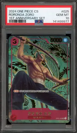One Piece CCG Roronoa Zoro 1st Anniversary Set CHINESE OP01-025 PSA 10 Gem Mint - Image 1