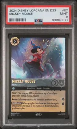 2024 DISNEY LORCANA EN D23-D23 EXPO PROMO MICKEY MOUSE - PLAYFUL SORCERER PSA 9 - Image 1