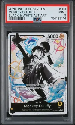 Monkey D. Luffy PSA9 2026 One Piece Starter Deck St29-Black & White Alt Art - Image 1