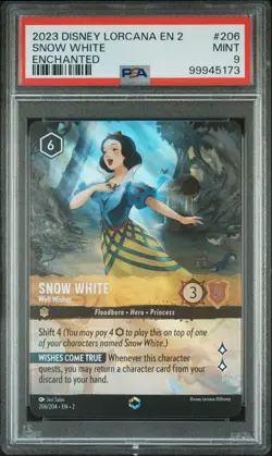 2023 DISNEY LORCANA EN 2-RISE OF THE FLOODBORN SNOW WHITE - WELL WISHER PSA 9 - Image 1