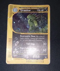 Pokemon Card- Tyranitar-Aquapolis-Holo-H28/H32-Rare-NoCrystal-ENG-PLAYED-SWIRL - Image 1