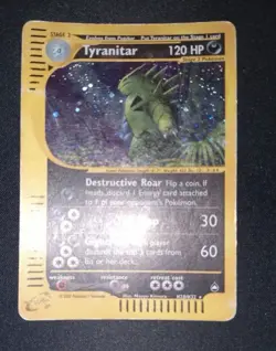 Pokemon Card- Tyranitar-Aquapolis-Holo-H28/H32-Rare-NoCrystal-ENG-PLAYED-SWIRL - Image 3