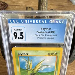 CGC Blue Label 9.5 GEM MINT 2000 Black⭐ Promo Pokemon League Scyther #45 - Image 2