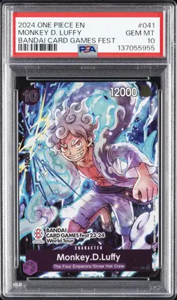 2024 ONE PIECE PROMOS BANDAI CARD GAMES FEST #041 MONKEY D. LUFFY PSA 10 - Image 1