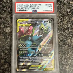 Celebi & Venusaur GX SM167 Holo PSA 9 Promo Card Sun and Moon Team - Image 1