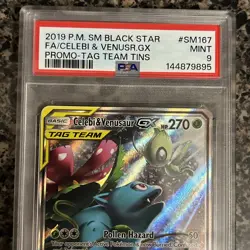 Celebi & Venusaur GX SM167 Holo PSA 9 Promo Card Sun and Moon Team - Image 3