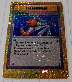 Trainer Scoop Up Base HOLO Prism Vintage Pokemon Vending Golden Sticker Card 90s - Image 1