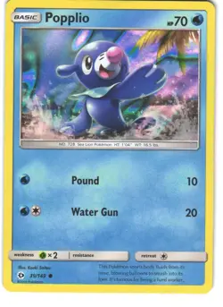 Pokemon Card Popplio Sun & Moon Holo Rare 39/149 - Image 1