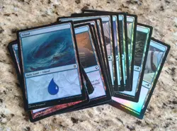 Lot Of 14 MTG Magic the Gathering Foil Island Blue Land Cards - Image 1