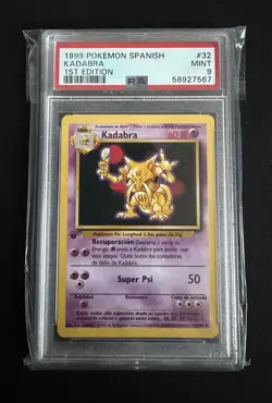 Pokemon TCG 1999 1st Edition Base Set Spanish Kadabra 32/102 Mint PSA 9 - Image 1