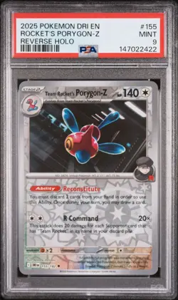 2025 POKEMON DRI EN-DESTINED RIVALS #155 TM ROCKET'S PORYGON-Z PSA MINT 9 - Image 1