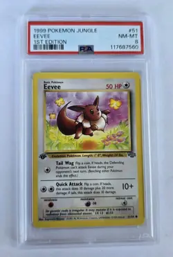 1999 Pokemon 1st Edition Jungle Eevee #51 Common PSA 8 Mint-Near Mint - Image 1