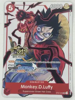 One Piece TCG: Monkey.D.Luffy ST01-012 (3rd Anniversary Promo) - Lightly Played - Image 1