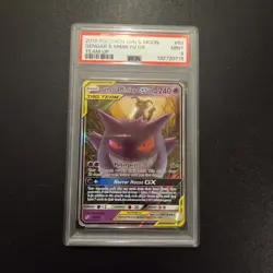 Pokemon Card - Gengar Mimikyu GX Sun Moon Team Up 53/181 Tag Team - PSA 9 - Image 1