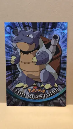 Pokemon TCG Blastoise 09 Silver Foil Card 1999 Topps TV Series Black Label LP - Image 1